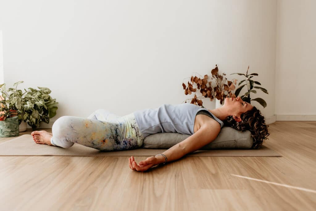 Sound bath with yin yoga pose