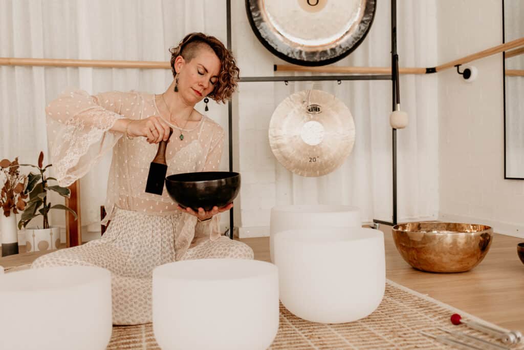 Sound bath setup and healing instruments